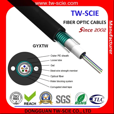 Câble monomode optique de brin de fibre de 4 noyaux GYTA53 pour l'usage direct d'enterrement